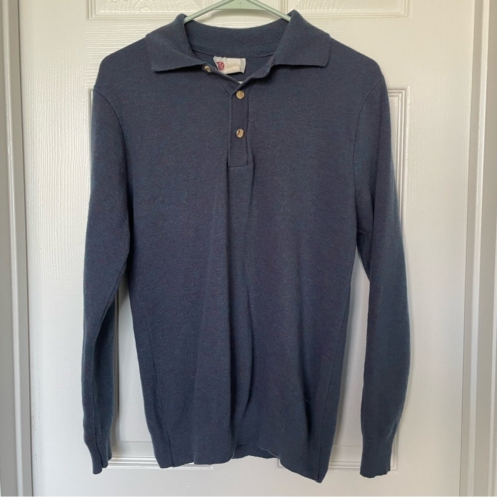 Vintage 1970s Sears Blue Collared Sweater 100% Acrylic Men's Size Large
